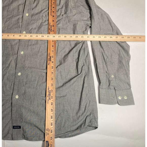 Structure mens gray office business work button down long sleeve shirt - Picture 4 of 7